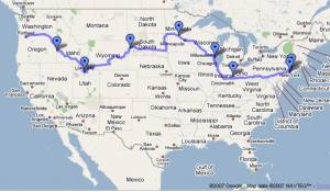 Our travel plans for the drive across