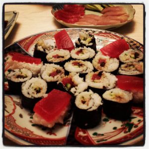 Having a quiet New Year's Eve with Rob and homemade sushi.