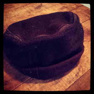 Here is Rob's favorite hat, now dyed a really deep wine red, or as he says, a Petit Syrah.