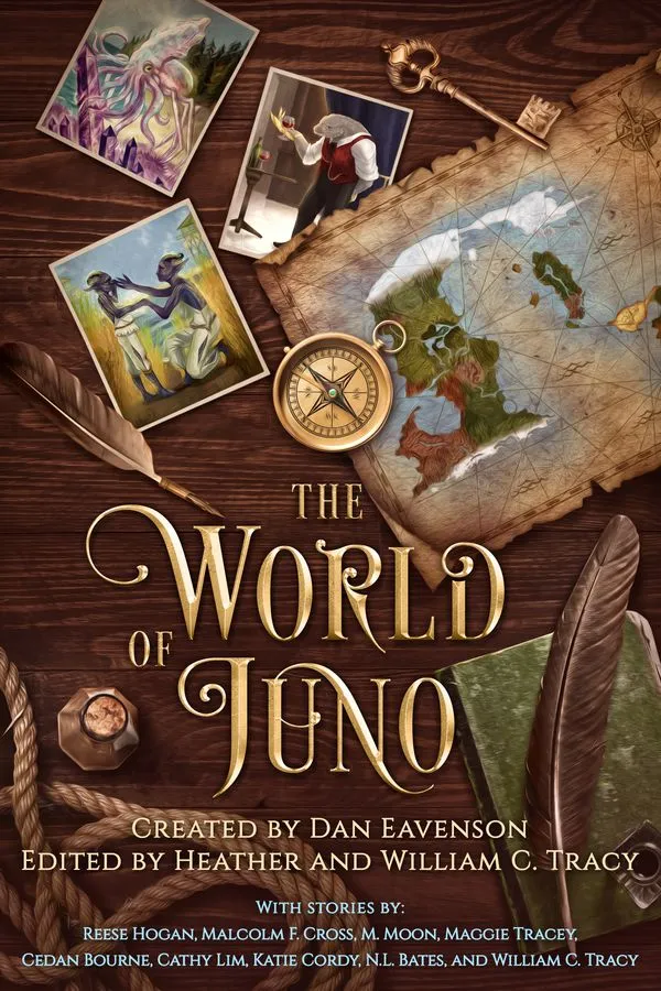 Book cover of the world of Juno. Created by Dan Eavenson. Edited by Heather and William C. Tracy. 